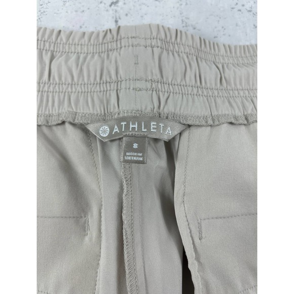 Athleta revive Tan drawstring waist adjustable ankle joggers size 8 - Picture 5 of 8